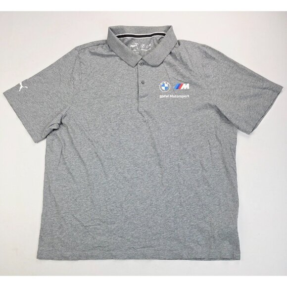 Puma BMW Motorsports Size 2XL Mens Gray Chest Sleeve Logo Short Sleeve Polo - Picture 1 of 10